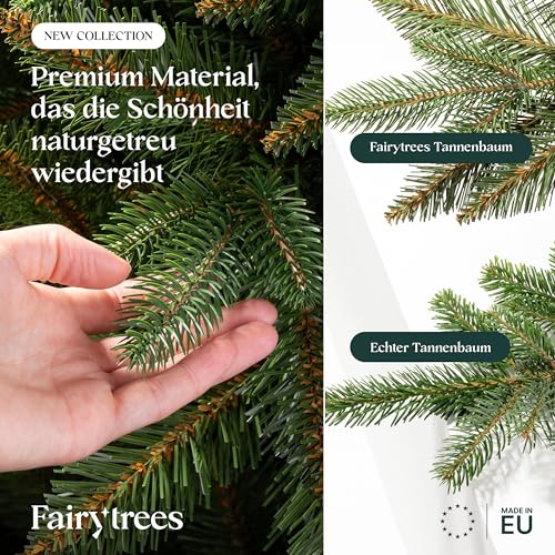 Fairytrees künstliche Nordmanntanne Premium mit handgefertigtem Ständer aus Eschenholz - 4