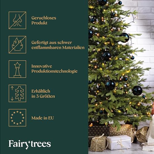 FairyTrees künstliche Bayerische Tanne mit Holzständer - 5