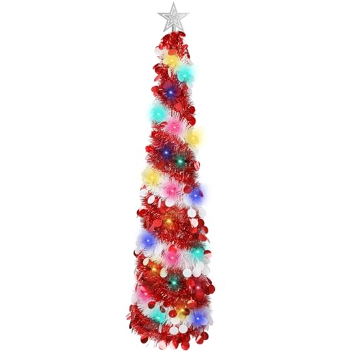 CCINEE Pop-Up-Weihnachtsbaum rot/weiß 150 cm - 7