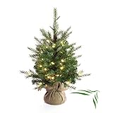 artplants.de Künstlicher Weihnachtsbaum Wellington, 35 LED's, 185 Zweige, 60cm, Ø 50cm - Kunst Tannenbaum - Deko Christbaum