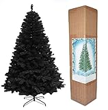 SHATCHI Schwarz 4ft/120cm Künstlicher Weihnachtsbaum Alaskan Pine 230 Spitzen Xmas Home Dekorationen 1,2m, Metallständer, Plastic
