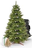 Weihnachtsbaum künstlich 180cm - Naturgetreue Spritzguss Elemente, Künstlicher Weihnachtsbaum mit Holzständer und Aufbewahrungstasche –Tannenbaum künstlich Pure Living