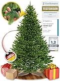 Weihnachtsbaum künstlich [100% Spritzguss] - Naturgetreuer Tannenbaum mit Stabiler Spitze | Premium Nordmanntanne inkl. FSC zertifiziertem Holzständer & reißfester Tasche (180 cm, ohne Beleuchtung)