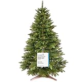 Weihnachtsbaum künstlich 220cm TESTSIEGER - Naturgetreue Spritzguss Elemente, Made in EU - Künstlicher Weihnachtsbaum mit Holzständer und Aufbewahrungstasche –Tannenbaum künstlich