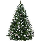 SPRINGOS Künstlicher Premium-Weihnachtsbaum 250 cm Diamantkiefer mit Kunstschnee und echten Zapfen Winter-Optik